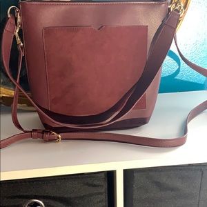 Burgundy shoulder and cross body bag